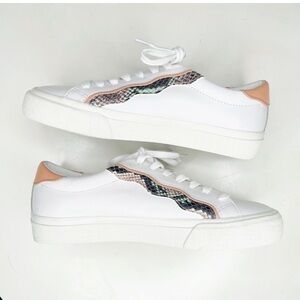 Madewell Women’s Sidewalk Low-Top Sneakers Snake Embossed Leather Size 7